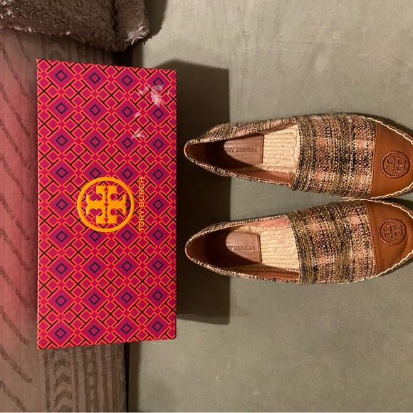 Tory Burch Espadrille Metallic Tweed Flat shoe with Box - Picture 7 of 12